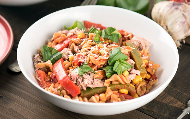 Pasta with tuna and sweetcorn