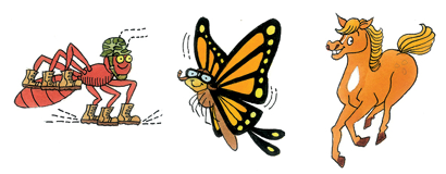 Ant, butterfly, and horse - Spinner Animals