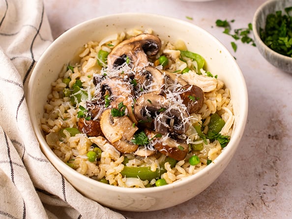 Turkey mushroom risotto
