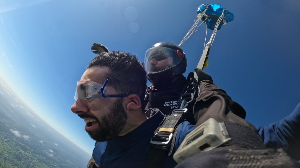 Fundraising ambassador Viv skydiving