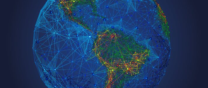 A globe showing a network of nodes