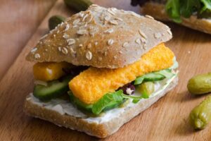 Fish finger and salad sandwich