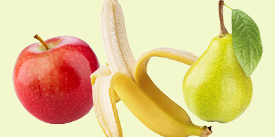 Apple, a banana and a pear