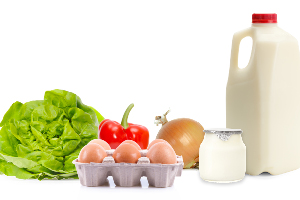 Fresh ingredients to put in the fridge