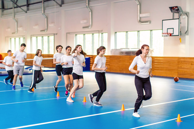 Young people during a PE lesson