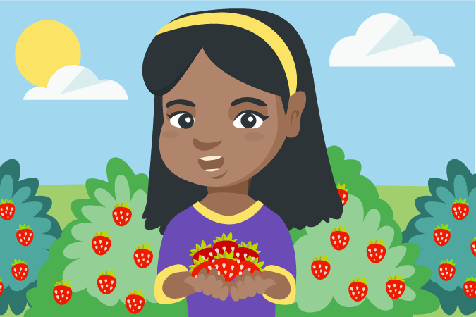 Flower with strawberries