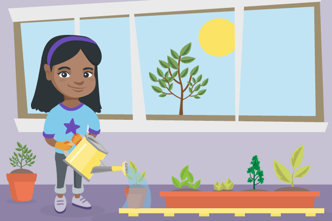 Flower growing a herb garden