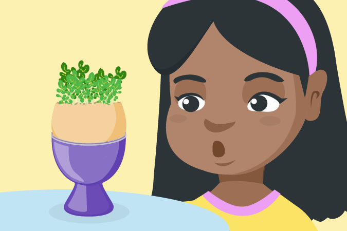Flower with a cress egg head