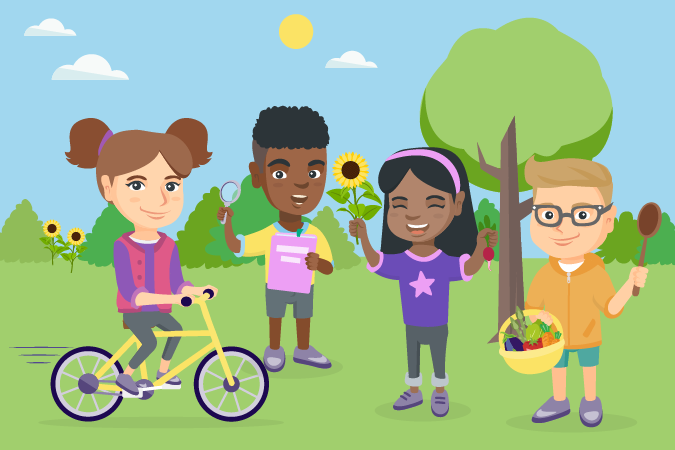 Eat Move Learn team: Pedal, Searcher, Flower and Mixer
