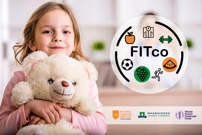 A young girl cuddling a teddy bear along with the three logos of the organisations associated with FITco on the right hand side