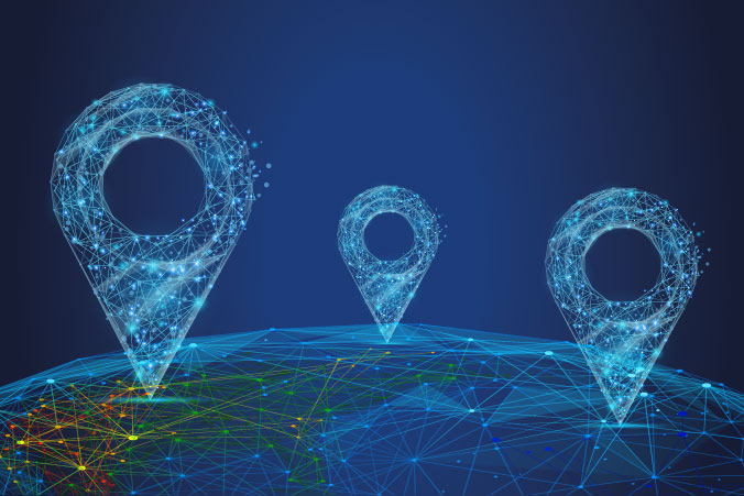 Graphic of the globe with locations bookmarked
