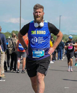 James Radford competing in an event for World Cancer Research Fund
