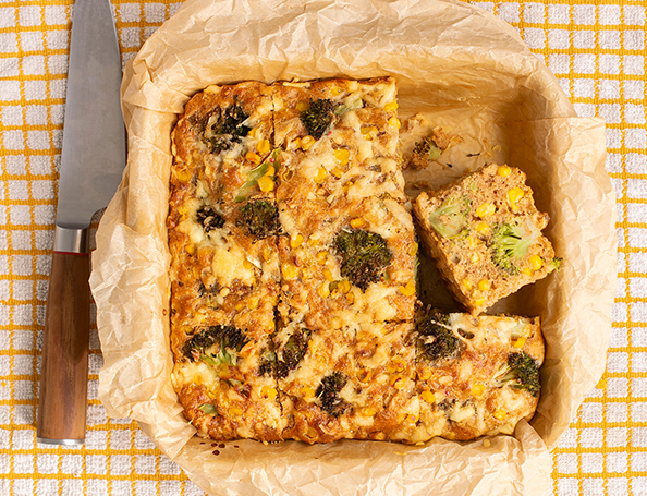 Cheese and broccoli squares