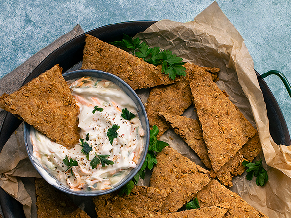 Green lentil flatbread and raita