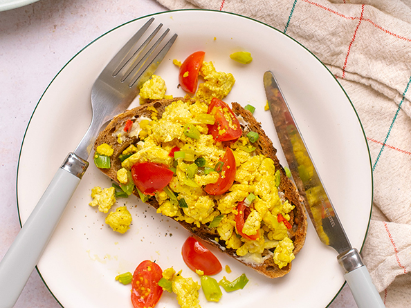 Scrambled tofu on wholegrain toast