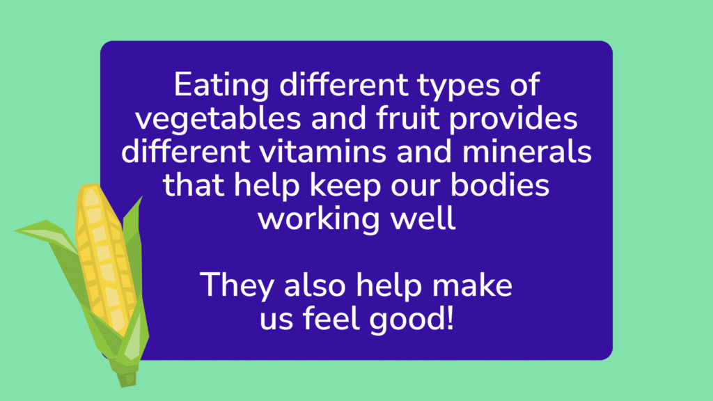 Slide on different types of fruit and vegetables