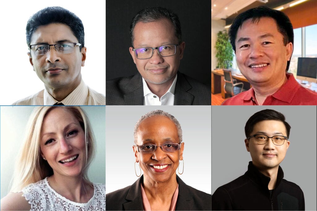 A collage of six people:: Michelle Halligan, Professor Shiriki Kumanyika, Dr Henry Li, Dr Feisul Mustapha, Dr Pubudu Sumanasekara, and Dr Si Thu Win Tin